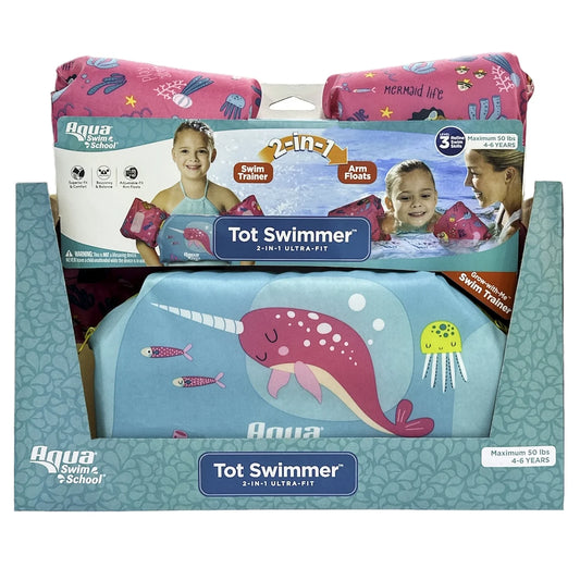 2-In-1 Swim Trainer Vest, Pink Mermaid, Ages 4-6, Unisex