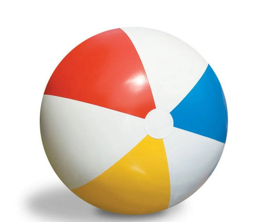 36" White and Red Classic Inflatable 6 Panel Beach Ball