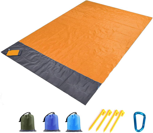 Beach Blanket Sandproof Beach Mat Beach Sheet Waterproof Sand Mat with Stakes Lightweight Mat for Picnic,Camping,Festival, Beach and Outdoor Activities